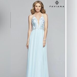 Faviana Sky Blue Prom Dress